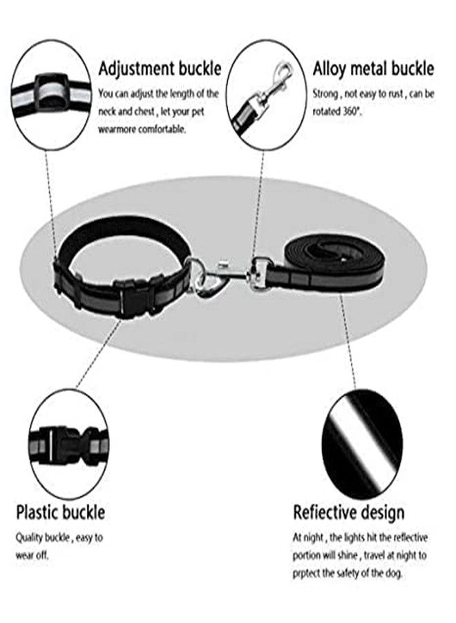 Pups&Pets Adjustable 15 mm Leash and Collar Set Reflective Nylon Puppy for All Breeds Dogs, Cat and Puppies (Color as per Availability) - Image 3